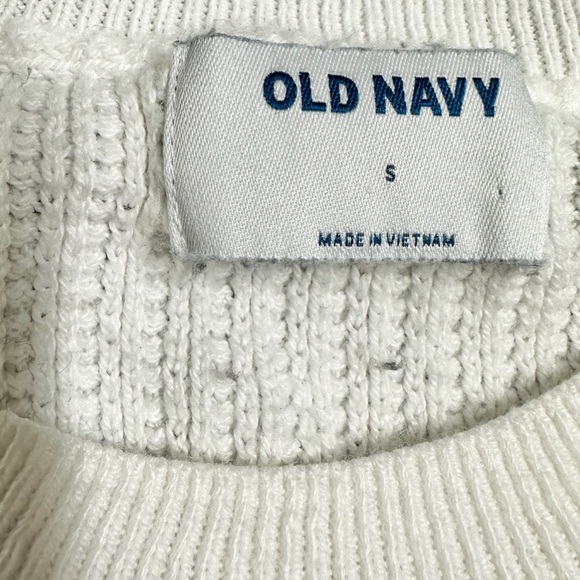Old Navy size small long sleeved textured rib knit striped sweater navy & white - Picture 4 of 6